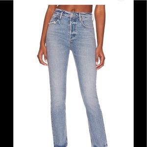 Agolde Riley high rise straight leg ankle crop jeans. NWOT- never worn